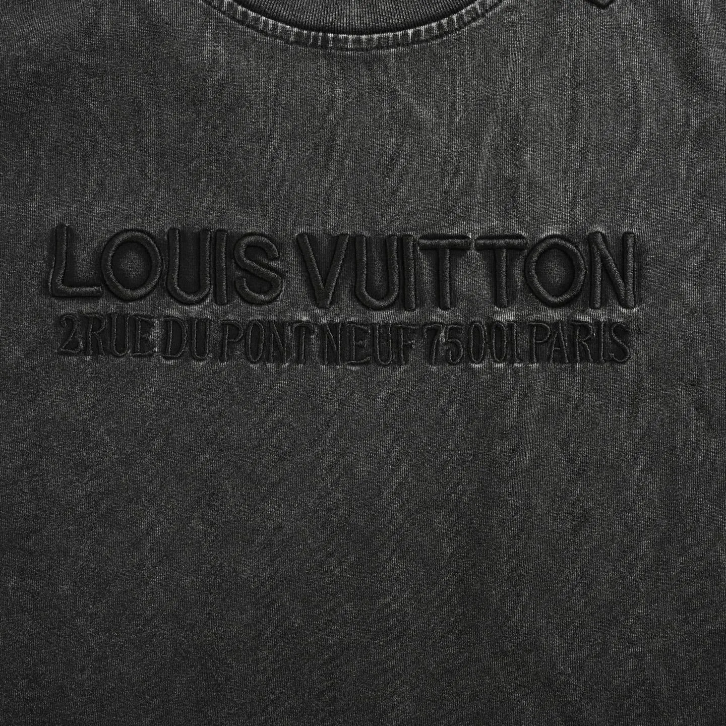 Louis Vuitton/Louis Vuitton 25ss embroidered letters washed distressed short sleeves